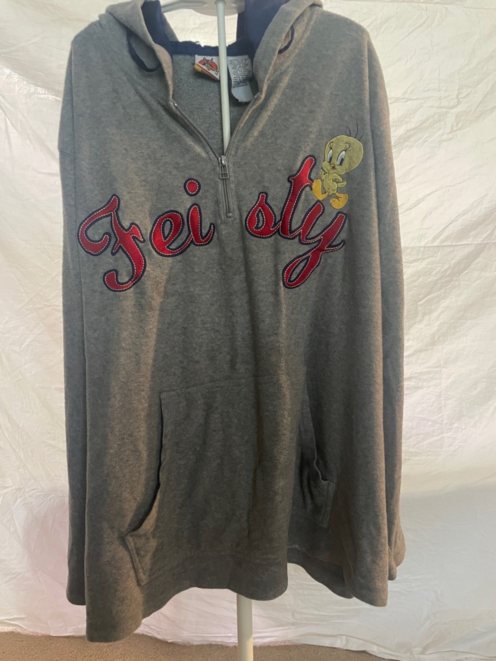 Warner Bros. Gray Tweety Hoodie with Red Script